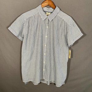 NWT St. John's Bay Striped Short Sleeve Collar Top